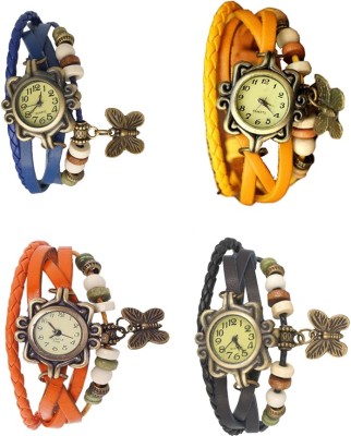 NS18 Vintage Butterfly Rakhi Combo of 4 Blue, Orange, Yellow And Black Analog Watch  - For Women   Watches  (NS18)
