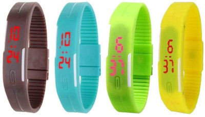 NS18 Silicone Led Magnet Band Combo of 4 Brown, Sky Blue, Green And Yellow Digital Watch  - For Boys & Girls   Watches  (NS18)