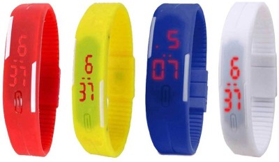 NS18 Silicone Led Magnet Band Combo of 4 Red, Yellow, Blue And White Digital Watch  - For Boys & Girls   Watches  (NS18)