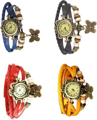 NS18 Vintage Butterfly Rakhi Combo of 4 Blue, Red, Black And Yellow Analog Watch  - For Women   Watches  (NS18)