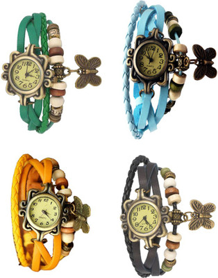 

Kissu Vintage Rakhi Combo of 4 Green, Yellow, Sky Blue And Black Watch - For Women