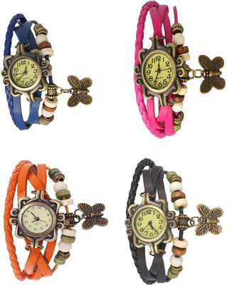 

Kissu Vintage Rakhi Combo of 4 Blue, Orange, Pink And Black Watch - For Women