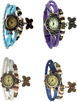 NS18 Vintage Butterfly Rakhi Combo of 4 Sky Blue, White, Purple And Blue Analog Watch  - For Women   Watches  (NS18)