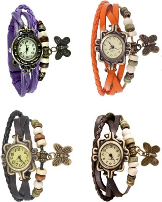 NS18 Vintage Butterfly Rakhi Combo of 4 Purple, Black, Orange And Brown Analog Watch  - For Women   Watches  (NS18)