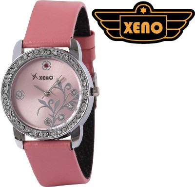 Xeno GN415 Diamond Studded New Style Love Unique Pink Leather Branded Urban Collection Watch  - For Women   Watches  (Xeno)