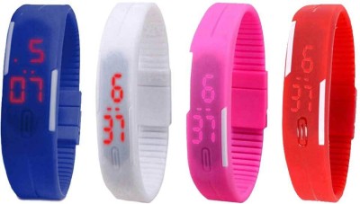 NS18 Silicone Led Magnet Band Watch Combo of 4 Blue, White, Pink And Red Digital Watch  - For Couple   Watches  (NS18)