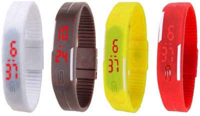 NS18 Silicone Led Magnet Band Watch Combo of 4 White, Brown, Yellow And Red Digital Watch  - For Couple   Watches  (NS18)