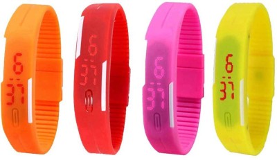 NS18 Silicone Led Magnet Band Combo of 4 Orange, Red, Pink And Yellow Digital Watch  - For Boys & Girls   Watches  (NS18)