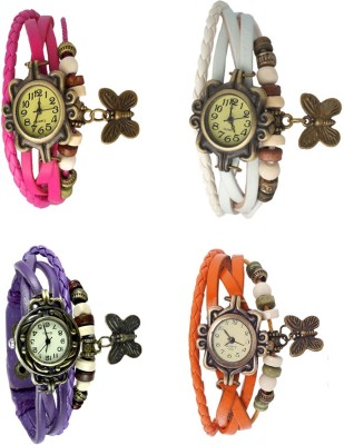 NS18 Vintage Butterfly Rakhi Combo of 4 Pink, Purple, White And Orange Analog Watch  - For Women   Watches  (NS18)