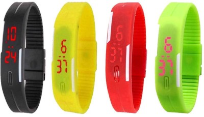 NS18 Silicone Led Magnet Band Combo of 4 Black, Yellow, Red And Green Digital Watch  - For Boys & Girls   Watches  (NS18)