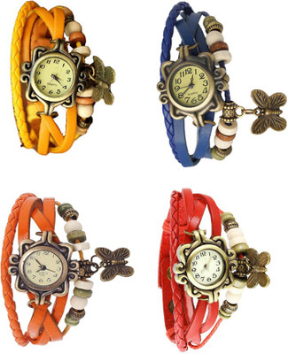 

Kissu Vintage Rakhi Combo of 4 Yellow, Orange, Blue And Red Watch - For Women