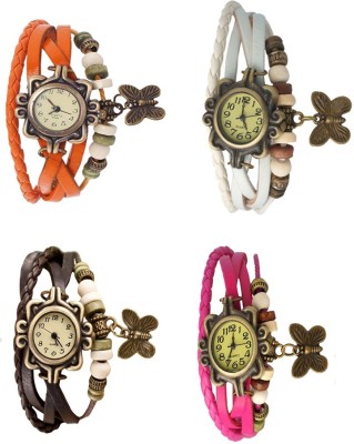 NS18 Vintage Butterfly Rakhi Combo of 4 Orange, Brown, White And Pink Analog Watch  - For Women   Watches  (NS18)