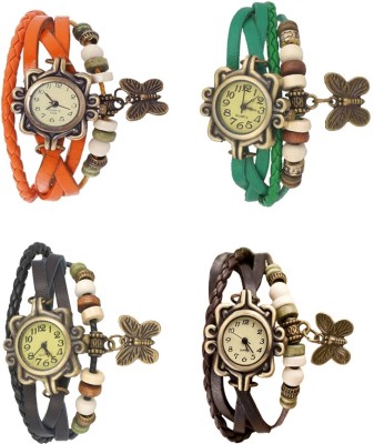 NS18 Vintage Butterfly Rakhi Combo of 4 Orange, Black, Green And Brown Analog Watch  - For Women   Watches  (NS18)