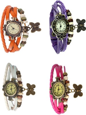 NS18 Vintage Butterfly Rakhi Combo of 4 Orange, White, Purple And Pink Analog Watch  - For Women   Watches  (NS18)