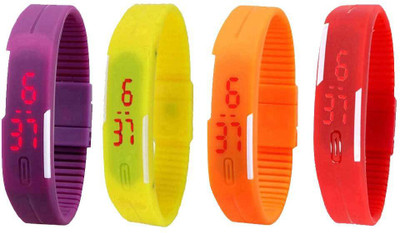

Kissu Led Magnet Band Combo of 4 Purple, Yellow, Orange And Red Watch - For Men & Women