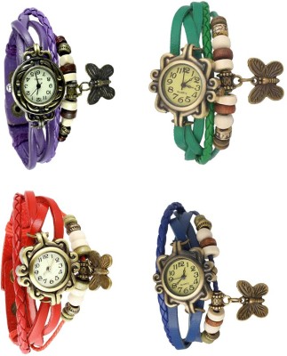 NS18 Vintage Butterfly Rakhi Combo of 4 Purple, Red, Green And Blue Analog Watch  - For Women   Watches  (NS18)