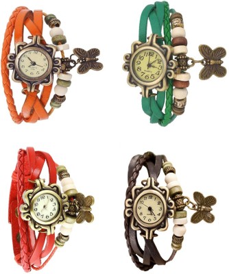 NS18 Vintage Butterfly Rakhi Combo of 4 Orange, Red, Green And Brown Analog Watch  - For Women   Watches  (NS18)