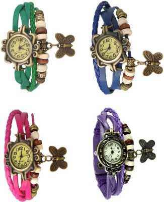 NS18 Vintage Butterfly Rakhi Combo of 4 Green, Pink, Blue And Purple Analog Watch  - For Women   Watches  (NS18)
