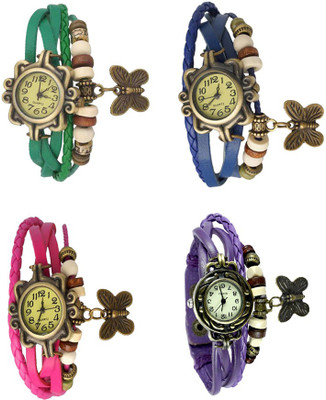 

Kissu Vintage Rakhi Combo of 4 Green, Pink, Blue And Purple Watch - For Women