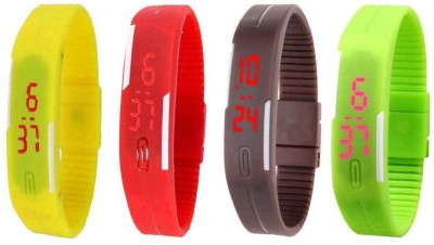 NS18 Silicone Led Magnet Band Combo of 4 Yellow, Red, Brown And Green Digital Watch  - For Boys & Girls   Watches  (NS18)