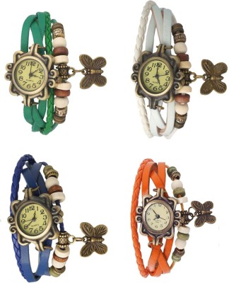NS18 Vintage Butterfly Rakhi Combo of 4 Green, Blue, White And Orange Analog Watch  - For Women   Watches  (NS18)