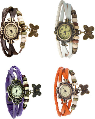 

Kissu Vintage Rakhi Combo of 4 Brown, Purple, White And Orange Watch - For Women