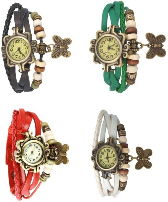 NS18 Vintage Butterfly Rakhi Combo of 4 Black, Red, Green And White Analog Watch  - For Women   Watches  (NS18)