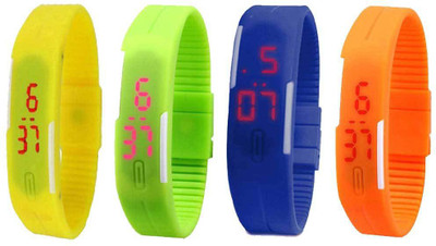 

Kissu Led Magnet Band Combo of 4 Yellow, Green, Blue And Orange Watch - For Men & Women