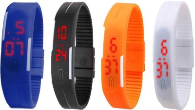 NS18 Silicone Led Magnet Band Combo of 4 Blue, Black, Orange And White Digital Watch  - For Boys & Girls   Watches  (NS18)