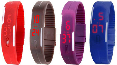 

Kissu Led Magnet Band Combo of 4 Red, Brown, Purple And Blue Watch - For Men & Women