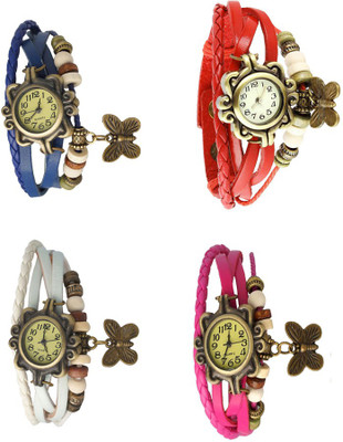 

Kissu Vintage Rakhi Combo of 4 Blue, White, Red And Pink Watch - For Women