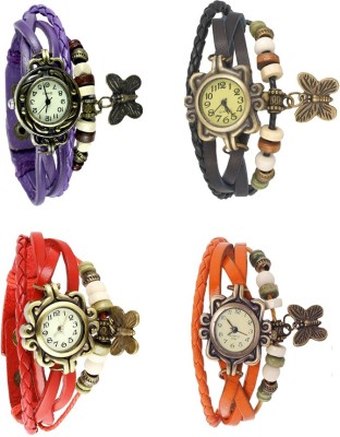 NS18 Vintage Butterfly Rakhi Combo of 4 Purple, Red, Black And Orange Analog Watch  - For Women   Watches  (NS18)