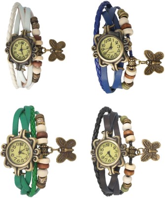 NS18 Vintage Butterfly Rakhi Combo of 4 White, Green, Blue And Black Analog Watch  - For Women   Watches  (NS18)