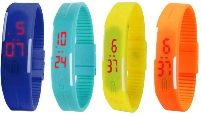 NS18 Silicone Led Magnet Band Combo of 4 Blue, Sky Blue, Yellow And Orange Digital Watch  - For Boys & Girls   Watches  (NS18)