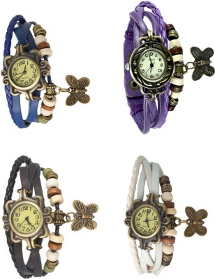 NS18 Vintage Butterfly Rakhi Combo of 4 Blue, Black, Purple And White Analog Watch  - For Women   Watches  (NS18)