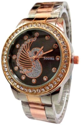 SPINOZA sooms coper and silver metal strap with black swan diamond studded dial Analog Watch  - For Girls   Watches  (SPINOZA)