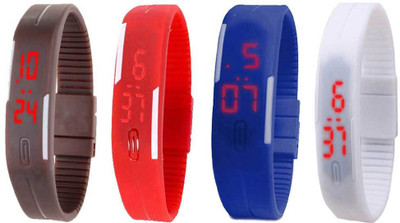 NS18 Silicone Led Magnet Band Combo of 4 Brown, Red, Blue And White Digital Watch  - For Boys & Girls   Watches  (NS18)