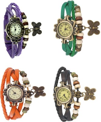 NS18 Vintage Butterfly Rakhi Combo of 4 Purple, Orange, Green And Black Analog Watch  - For Women   Watches  (NS18)