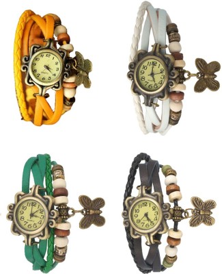 NS18 Vintage Butterfly Rakhi Combo of 4 Yellow, Green, White And Black Analog Watch  - For Women   Watches  (NS18)