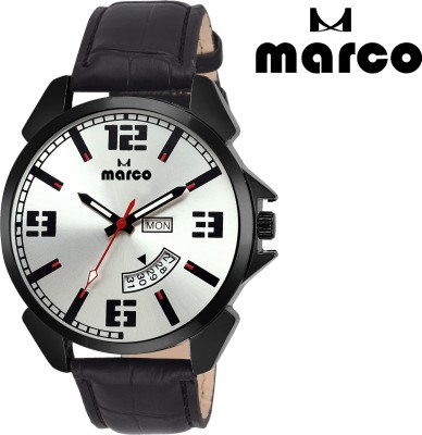 Marco DAY AND DATE 2014-SLV-BLK Analog Watch  - For Men   Watches  (Marco)