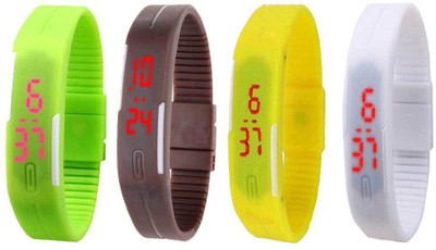 

Kissu Led Magnet Band Combo of 4 Green, Brown, Yellow And White Watch - For Men & Women