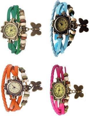NS18 Vintage Butterfly Rakhi Combo of 4 Green, Orange, Sky Blue And Pink Watch  - For Women   Watches  (NS18)