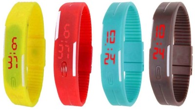 NS18 Silicone Led Magnet Band Combo of 4 Yellow, Red, Sky Blue And Brown Digital Watch  - For Boys & Girls   Watches  (NS18)