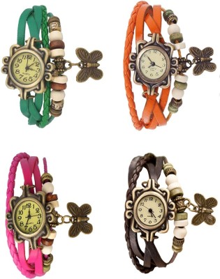 NS18 Vintage Butterfly Rakhi Combo of 4 Green, Pink, Orange And Brown Analog Watch  - For Women   Watches  (NS18)