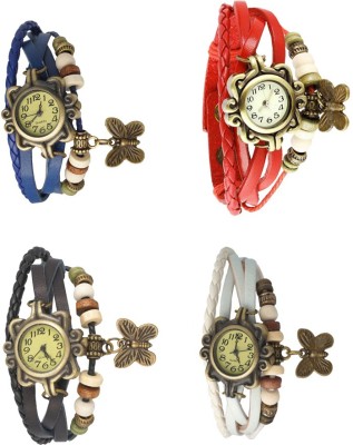 NS18 Vintage Butterfly Rakhi Combo of 4 Blue, Black, Red And White Analog Watch  - For Women   Watches  (NS18)