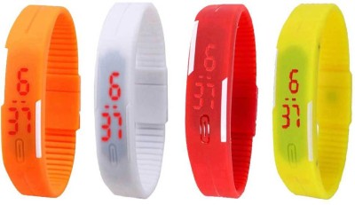 NS18 Silicone Led Magnet Band Combo of 4 Orange, White, Red And Yellow Digital Watch  - For Boys & Girls   Watches  (NS18)