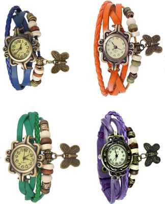 

Kissu Vintage Rakhi Combo of 4 Blue, Green, Orange And Purple Watch - For Women