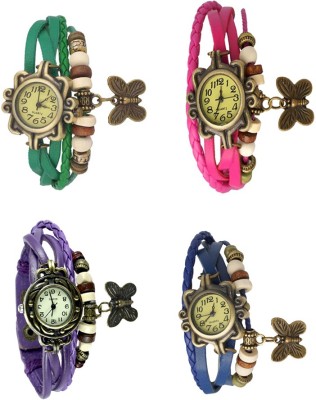 NS18 Vintage Butterfly Rakhi Combo of 4 Green, Purple, Pink And Blue Analog Watch  - For Women   Watches  (NS18)