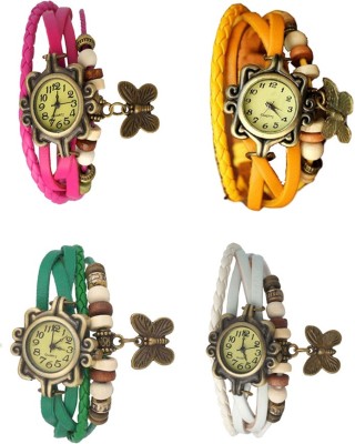 NS18 Vintage Butterfly Rakhi Combo of 4 Pink, Green, Yellow And White Analog Watch  - For Women   Watches  (NS18)