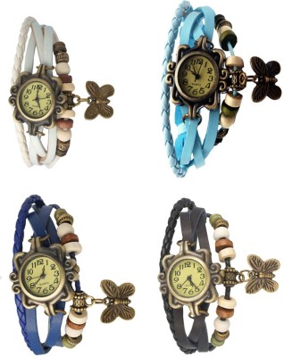 NS18 Vintage Butterfly Rakhi Combo of 4 White, Blue, Sky Blue And Black Analog Watch  - For Women   Watches  (NS18)